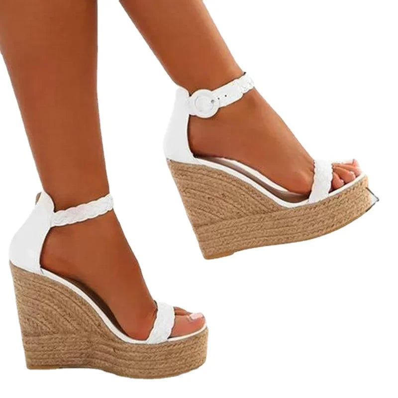 Women’s Open-Toe Platform Wedge Sandals Ankle Strap Summer Heels