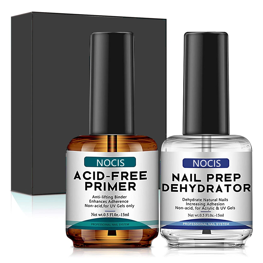 15 mL Nail Dehydrator & Acid-Free Primer Set Acrylic & Gel Nail Prep