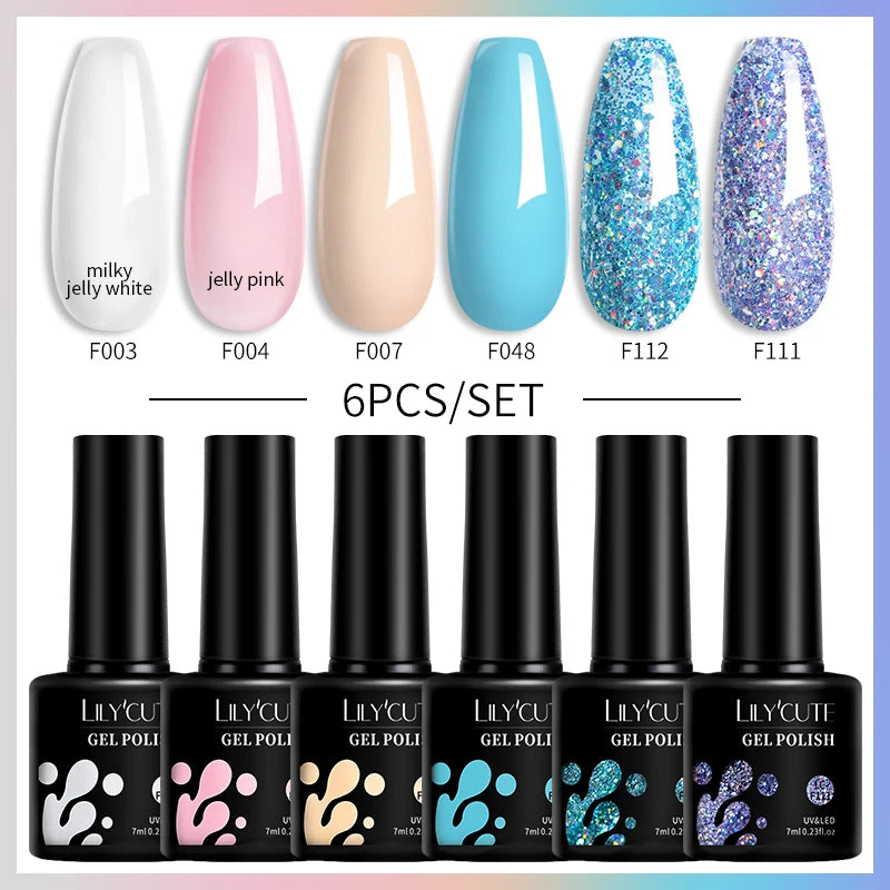 6-Piece Coffee Brown Gel Nail Polish Set UV/LED Soak-Off Nail Colors