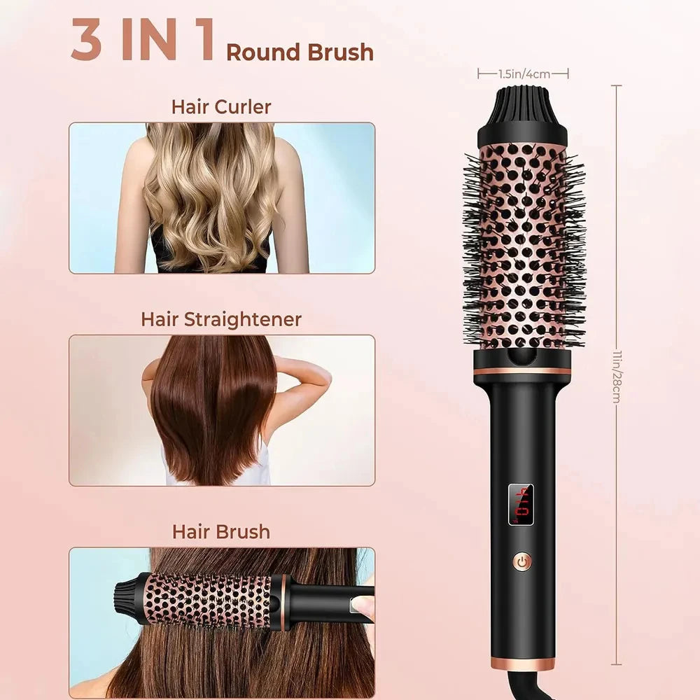 3-in-1 Ionic Heated Styling Brush for Smoothing, Curling & Volume