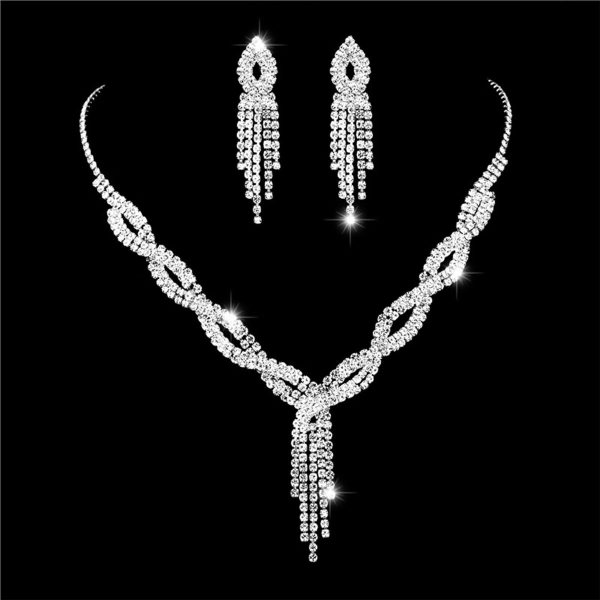 Elegant Teardrop Necklace & Earrings Jewelry Set