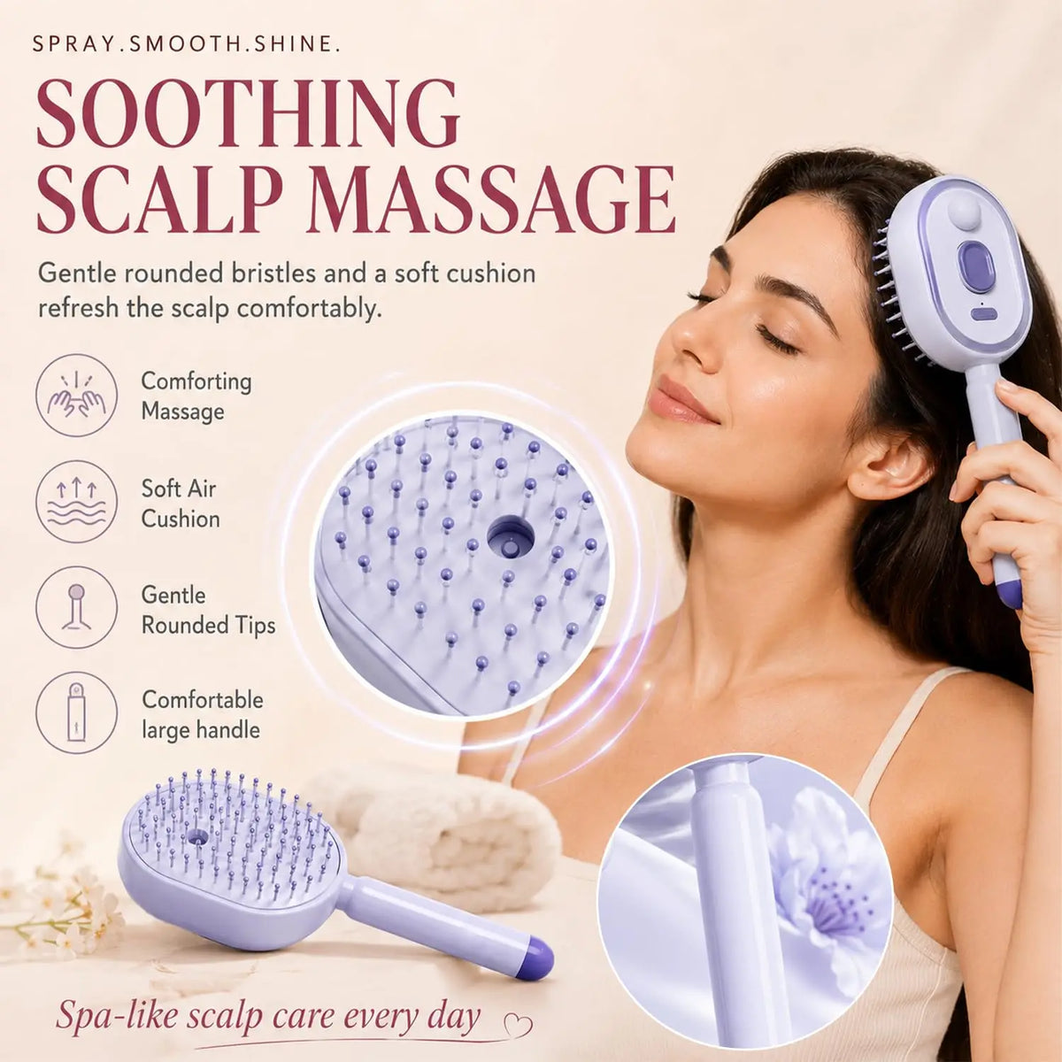 3-in-1 Electric Hair Mist Brush & Scalp Massager